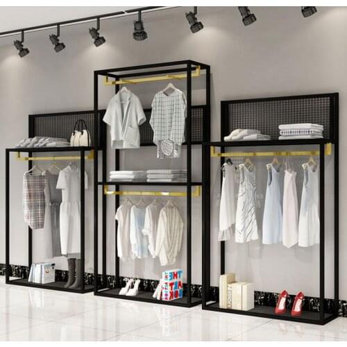 Clothing store shelves womens clothing store simple high and low shelf window shoe bag floor stand