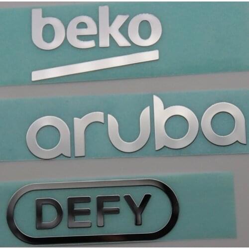 Custom adhesive letters metal stamping electroforming label logo nickel sticker