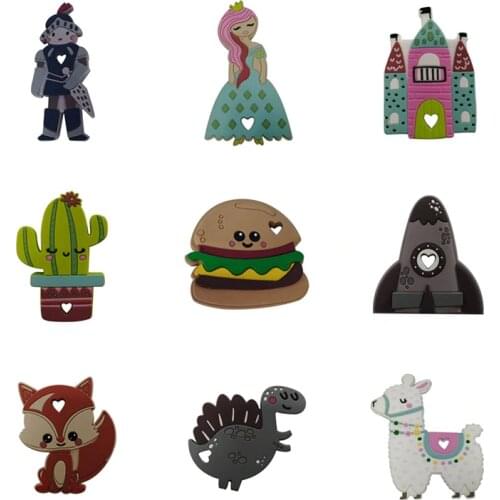 1pc Silicone Baby Teether Toddler Toys Diy Stroller Accessories For Pacifier Chain Princess House Food Grade Toys Baby Teether