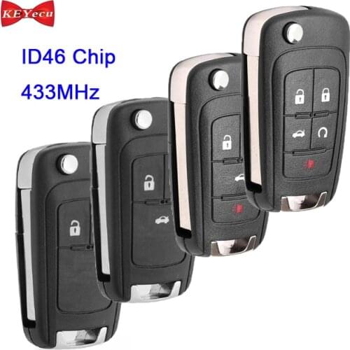 KEYECU for Chevrolet Aveo Malibu Cruze Impala Remote Key Fob 2 Button / 3 Button / 4 Button / 5 Button 433MHz ID46 Chip