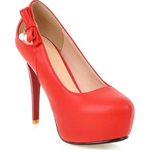 The size and age season 2017 new sexy stilettos ultra-high code 33 to 45 red wedding shoes 1125