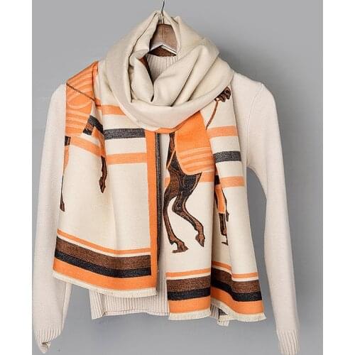 Luxury Winter Cashmere Scarf For Women Animal Print Kerchief Warm Poncho Scarfs Female Shawls and Wraps Scarves For Ladies 2019