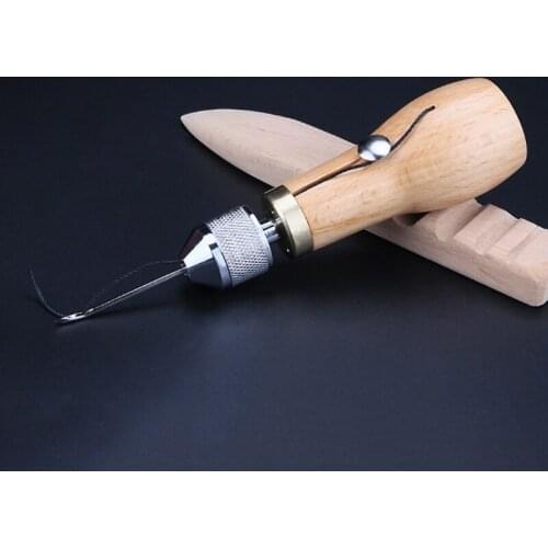 DIY Hand Single Stitch Sewing Awl Stitching Tool Leather Craft Awl with Thread Needles for Leather Craft Supplies Stitcher E56C