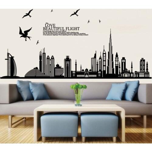 Modern City Building Wall Stickers Living Room Bedroom Decals Home Office Decor Kids Room Decoration Wallpaper