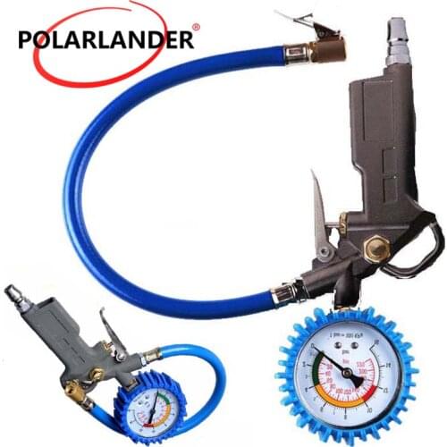 Auto Air Inflator Gun Lock On Air Pump Dial Pistol Hose Tire Pressure Gauge Flexible Tire Inflator 220psi Car Motorcycle