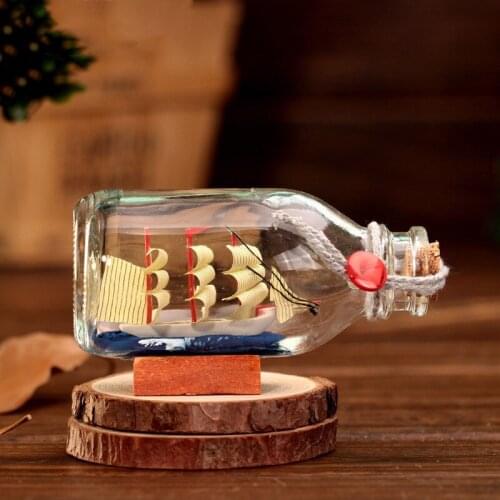 Built-in sailing glass drifting bottle wishing bottle creative table decoration ornaments glass craft ornaments gift