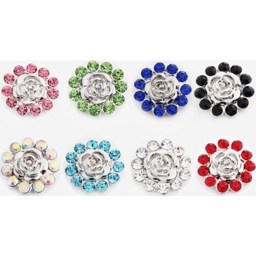 High quality 002 3D 18mm 25mm rhinestone metal snap button for Bracelet Necklace Jewelry For Women Fashion accessorie