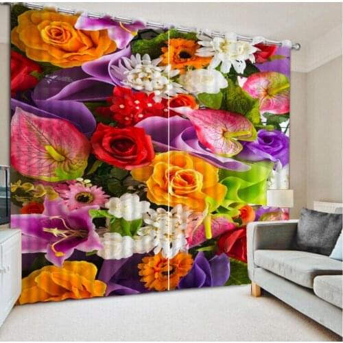 High quality custom 3d curtain fabric 3d Curtains Blackout for Living Room Kids Bedroom Fabric fashion flower curtains
