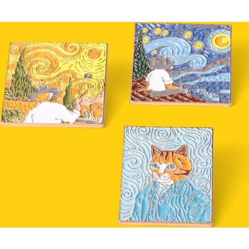 Funny imitation Enamel Pin Impressionist Paintings Brooches Decoration on Hat Backpack Clothes Badge Gift for Women Men Custom