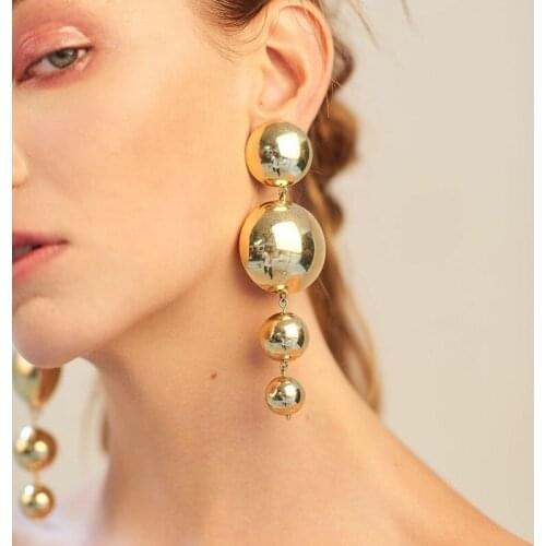 Womens Earrings 2020 Fashion Jewelry Dangling Hanging Earrings Big Long Metal Bolus Hyperbole Party Wear Earrings For Women