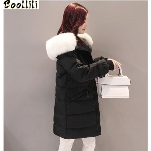 Boollili 2020 Womens Down Jacket White Duck Winter Coat Fur Collar Female Jacket Warm Hooded Women Parka Casaco Feminino