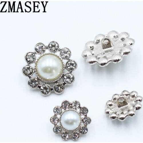 ZMASEY 10Pcs New 18mm/25mm Zinc Alloy Pearl Rhinestone Handle Button Diy Handmade Sewing Jewelry Clothing Accessories