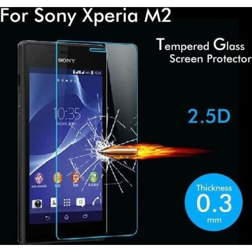 2.5D Tempered Glass For Sony Xperia M2 High Quality Protective Film Explosion-proof Screen Protector for S50h D2303 D2305