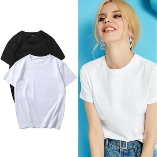 2020 Womens T-Shirt Basic White T Shirt Women Female T-shirt Summer Plus Size Short Sleeve Womens Shirts White Short Clothes