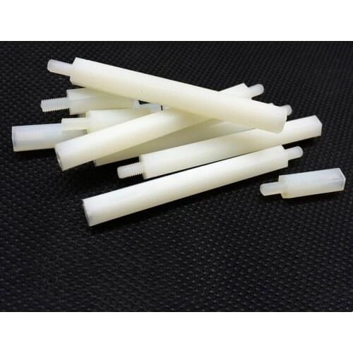 40pcs M2 Nylon column external hex Single head isolation column white spacers standoff amplifier board nuts 5mm-20mm length