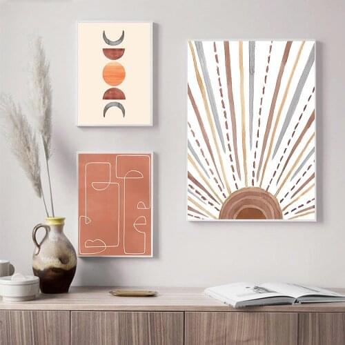 Abstract Girl Orange Vintage Canvas Painting Minimalist Wall Art Poster For Living Room DecorAbstract Print Nordic Picture