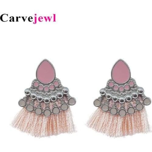 Carvejewl cotton tassel earrings hand painted enamel glaze post earrings for women jewelry Drop Dangle Earrings girl gift hot