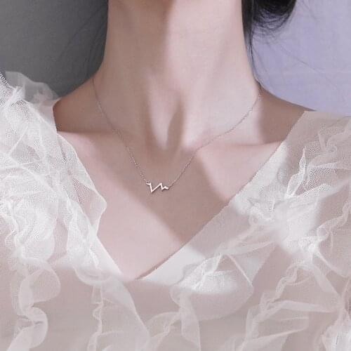 Sterling S925 3Pcs/Lot Heartbeat Simple Personality Design Ins Chain Choker Fashion Necklaces