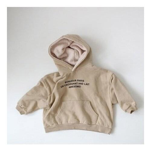 2021 winter childrens new childrens Fleece Pullover cotton sweater casual top letters hoodie baby boys clothes