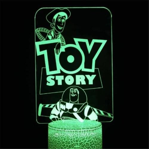 Disney Cartoon 3D Lamp Toy Story Acrylic Led Night Light Buzz Lightyear Woody Table Light Bedroom Decor Lampe Luminaria Kid Gift