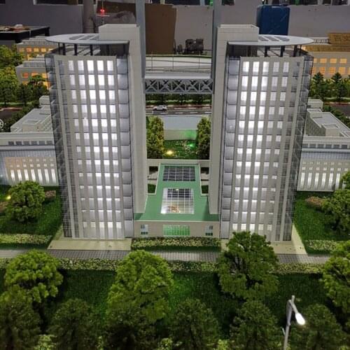 DIY 1:150 N Scale Twin Towers High-End Architectural Building Model With Corridor Children Adult Fun Toys Room Desk Decoration