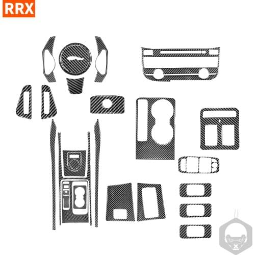 For Jaguar F-PACE X761 XE X760 XF X260 Carbon Fiber Sticker Center Control Gear Box Frame Water Cup Set Interior Car Accessories