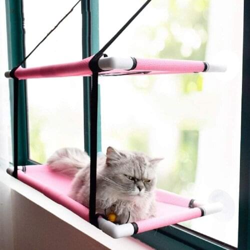 Double Cat Hammock Beds Supports Up to 20kg Cute Kitten Comfortable Lounge Sleeping Cushion Funny Pet Climbing Window Seat Toys