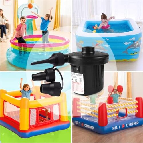 Electric Air Pump Portable Quick-Fill Inflator Deflator Pumps with 3 Nozzles for Inflatable Mattress Raft Bed Pool Toys EU Plug