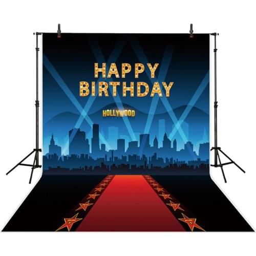 Hollywood Movie Photography Backdrop Kids Birthday Party Red Carpet Curtain Photo Background Decor Banner Studio Prop