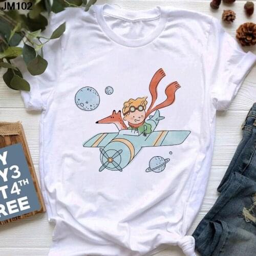 Little Prince Art Print Female T-shirt Summer Streetwear Fashion Short Sleeve Womens Tshirt Harajuku Hip Hop White Tops T Shirt