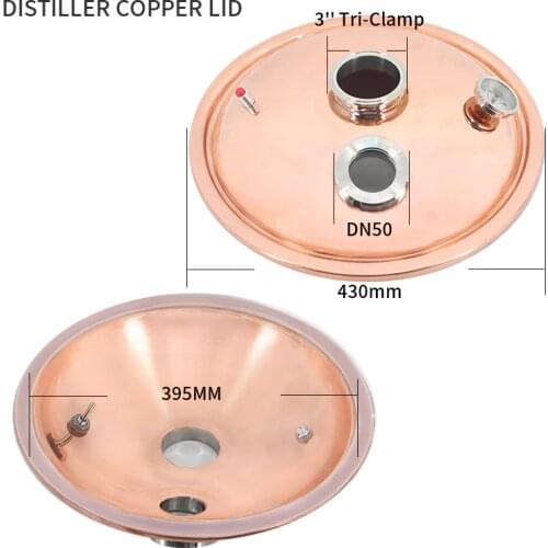 HOOLOO New Copper Distiller Lid 430mm diameter Clamp port 3" Clamp port 3" High Quality