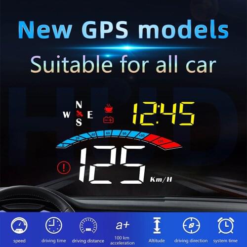 HUD Car Head Up Display Water & Oil Temp Alarm Windshield Projector On Car Glass Digital Auto Speedometer Auto Smart Gadgets