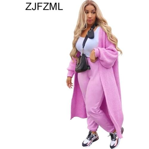 Fashion Warm Knitted Oversized Sweater Cardigan Women Casual Long Lantern Sleeve Jumper Outwear Autumn Winter Soft Loose Sweater