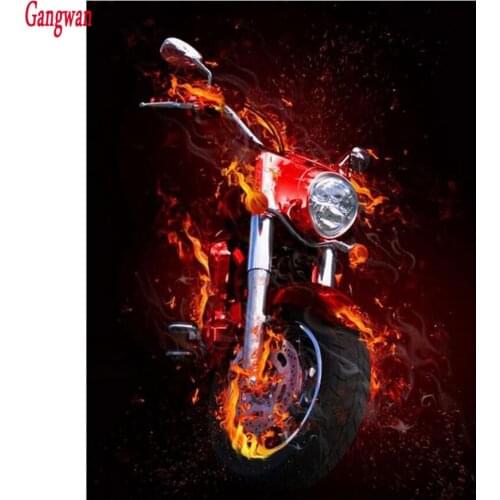 Fire motorcycle 5D DIY Diamond Painting new 3d Embroidery beads Cross Stitch kit Mosaic rhinestone painting home Decoration icon