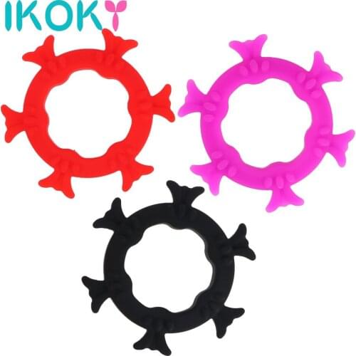 IKOKY Dildo Extender Penis Ring Sex Toys for Men Elasticity Delay Ejaculation Cock Ring Male masturbation