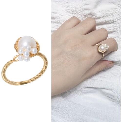 New Arrival Real Freshwater Pearl Ring Adjustable Finger Ring Free Size Ring Jewelry Women Female Girl Party Gift 10pcs/lot