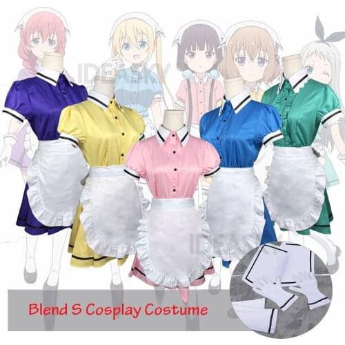 Anime Blend S Cosplay Costume Hinata Kaho/Hideri Kanzaki/Maika Sakuranomiya/Amano Miu/Mafuyu Hoshikawa Maid Apron Dress Uniform