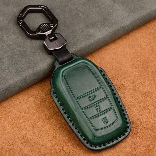 Leather Car Key Case for Toyota key cover for Chr Rav4 Auris Avensis Prius Aygo Camry Corolla Land Cruiser 200 Prado Crown Ring