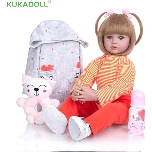 KUKADOLL 60CM Reborn Baby Doll Toddler Baby Reborn Doll Girl New Fashion Kid Many Accessories For Children Birthday Gifts
