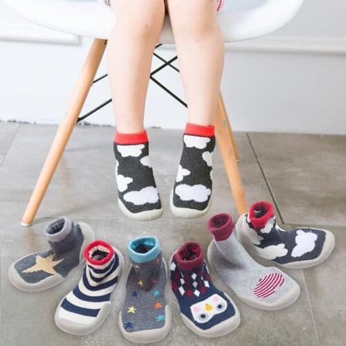 Baby toddler shoes socks baby non-slip floor socks shoes children soft rubber sole thickening terry baby shoes