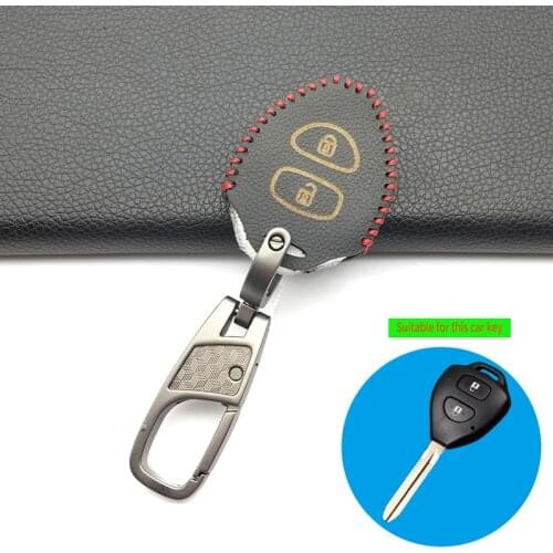 Fashion Style 2 Buttons Leather Key Case Shell Cover For TOYOTA Corolla Hilux Vitz Rav4 Aqua Camry Protect Shell