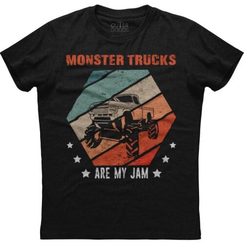 Monster Truck Are My Jam. Funny Vintage Sunset Graphic Engines T-Shirt. Summer Cotton O-Neck Short Sleeve Mens T Shirt New S-3XL
