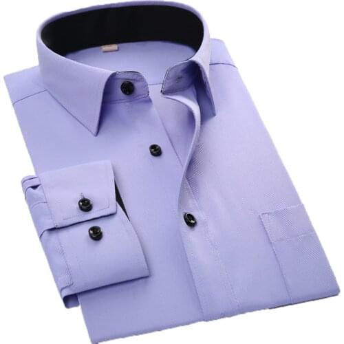 Aoliwen brand Men Stripe Shirt 2020 autumn New Brand Business Men Slim Fit Dress shirt Male Jindian Long sleeves Casual Shirt