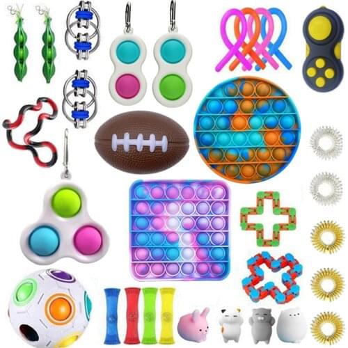 Fidget Toys Set AntiStress it Box Strings Marble Relief Gift Free Shipping Poppit Antis-tress Relief Figet Toy Pack