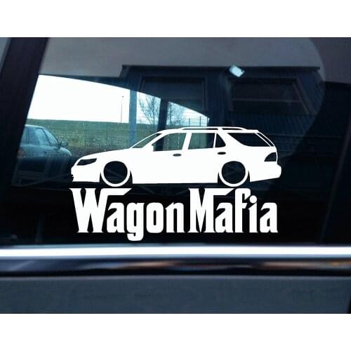 Lowered WAGON MAFIA window sticker - based on 9-5 estate 15cm