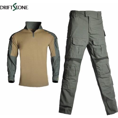 New Tactics Airsoft Men Combat Shirt Pants Tactical Military Uniform No Pads Militaire Special Forces Soldier Suit Solid Green