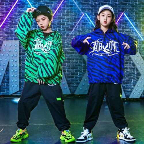 Ropa de hip-hop para niños, camisas deportivas con sombreros de cebra, pantalones de camuflaje táctico para niñas, Ropa de baile