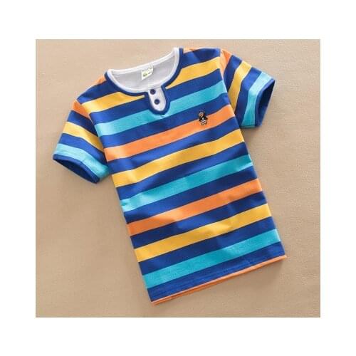3-15 year Children short-sleeve T-shirt 2018 summer cotton o-neck stripe boys clothes top tees girls roupas infantis menina