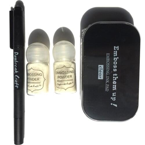 Embossing powder with clear sticky inkpad and pen for scrapbooking
