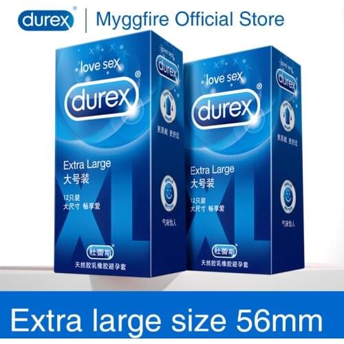 Durex Condoms 56mm XL Extra Large Thin Fitter More Lubricant Penis Sleeve Natural Latex Cock Sleeve For Adults Condones Sex Toys